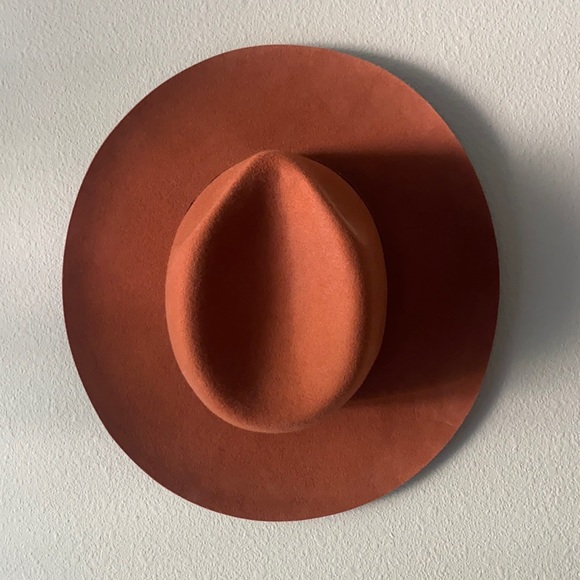 Rust colored wool wide brim hat